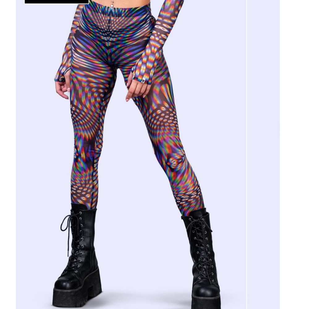 Badinka Micro Mesh Colorful Patterned Leggings - Picture 2 of 11